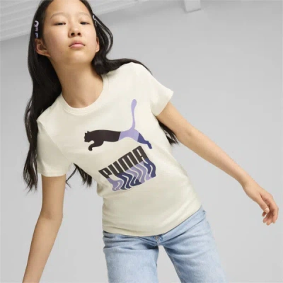 Puma Lava Land Big Kids' Graphic T-shirt In Alpine Snow
