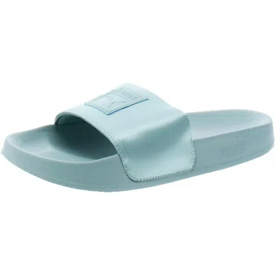 Puma Leadcat Womens Satin Slip On Slide Sandals In Blue