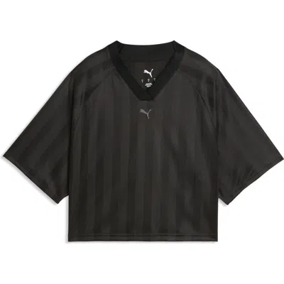 Puma League Jersey Crop Top In Black