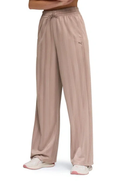 Puma League Wide Leg Pants In Brown