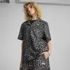 Puma Leo Luxe Women's Relaxed All-over Print Woven Shirt In Black