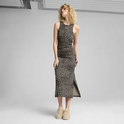Puma Leo Luxe Women's Slim All-over Print Dress In Black