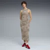 Puma Leo Leopard Print Stretch Cotton Tank Dress In Brown