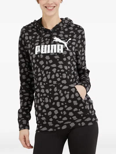 Puma Leopard-print Hoodie In Black