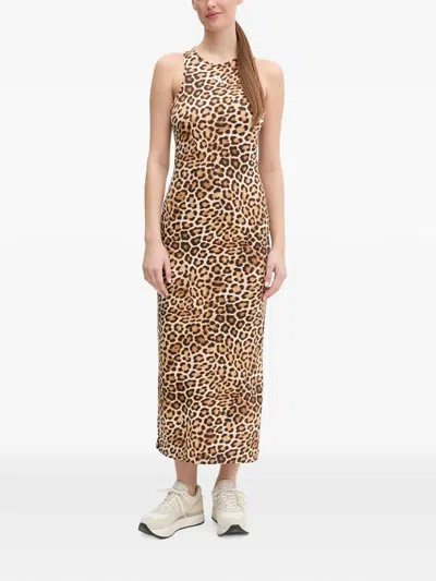 Puma Leopard-print Racerback Maxi Dress In Neutrals