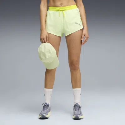 Puma Lightspeed Ultraweave Women's 2" Lightweight Running Split Shorts In Gold