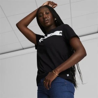 Puma Line Up Script Women's T-shirt In Black