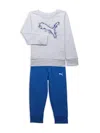 Puma Babies' Little Boy's 2-piece Logo Sweatshirt & Joggers Set In White