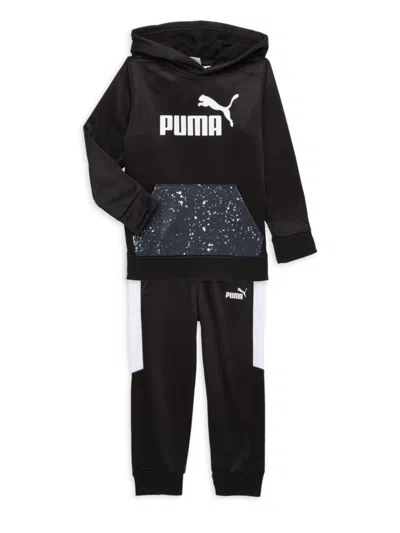 Puma Babies' Little Boy's 2-piece Tech Fleece Hoodie & Joggers Set In Black