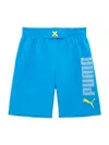 Puma Little Boy's Logo Swim Shorts In Blue White