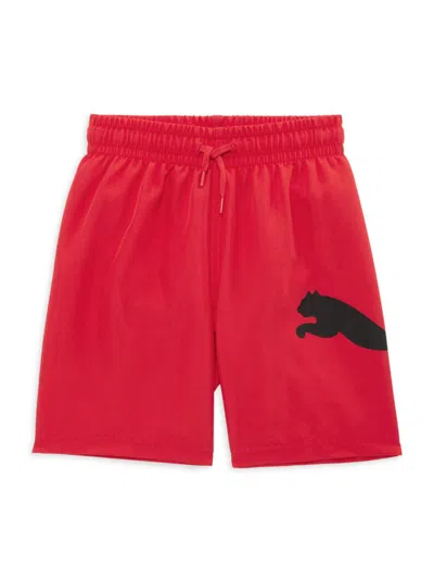 Puma Kids' Little Boy's Logo Swim Shorts In Red
