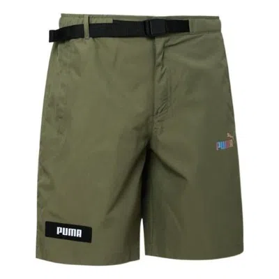 Puma Logo Cargo Shorts 'olivegreen' In Green