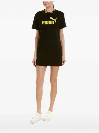 Puma Logo Crew-neck Mini Dress In Black
