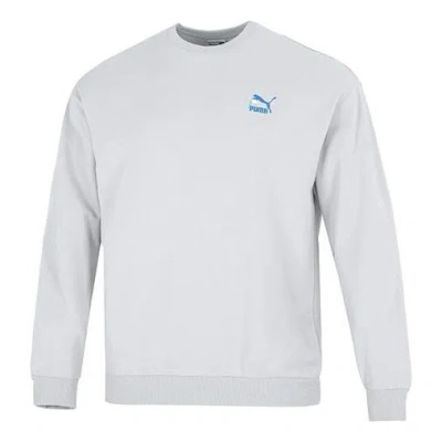 Puma Logo Crew Neck Sweatshirt 'grey' In White