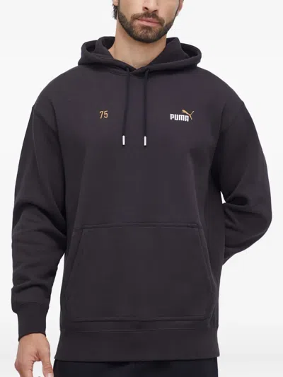 Puma Logo-embroidered Graphic Hoodie In Black