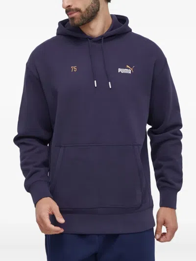 Puma Logo-embroidered Graphic Hoodie In Blue