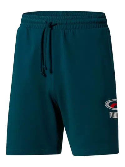Puma Logo-embroidered Shorts In Blue