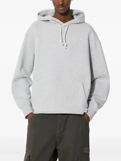 Puma Logo-embroidery Hoodie In Gray