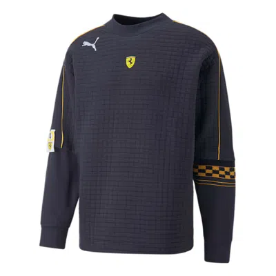Puma Logo Ferrari Race Statement Sweatshirt 'navy' In Blue