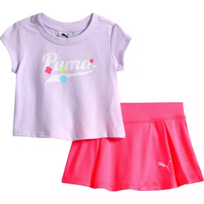 Puma Babies'  Logo Graphic T-shirt & Skort Set In Purple