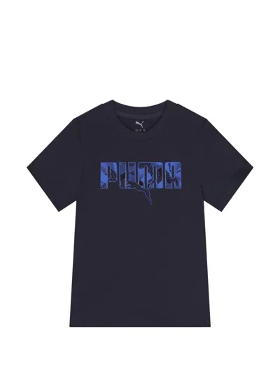 Puma Kids' Logo-graphic T-shirt In Blue