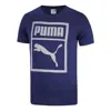 Puma Logo Graphic T-shirt 'navy' In Blue