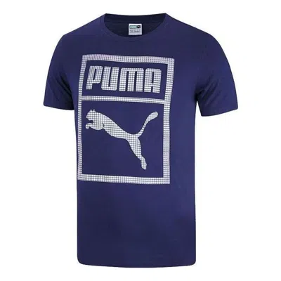 Puma Logo Graphic T-shirt 'navy' In Blue