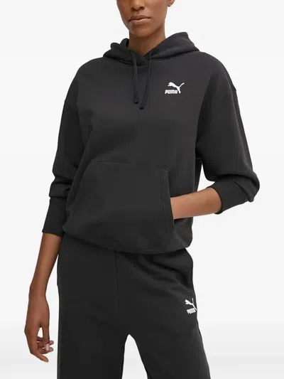 Puma Logo Hooded Sweatshirt In Black