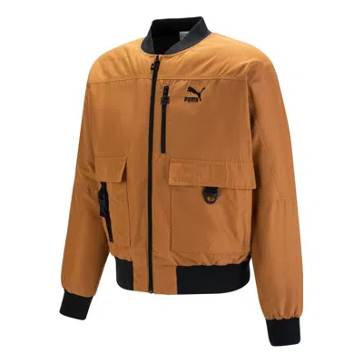 Puma Logo Multi Pocket Jacket 'brown'