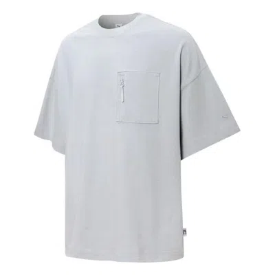 Puma Logo Pocket T-shirt 'grey' In Gray