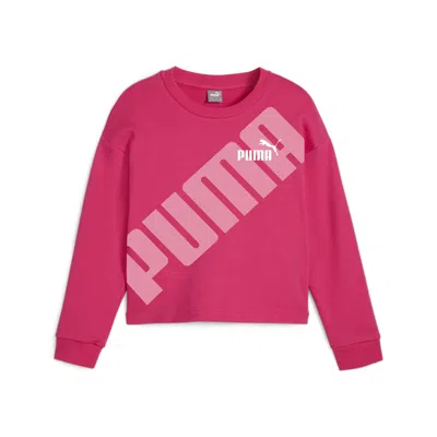Puma Logo Power Big Kids' Crewneck Sweatshirt In Pink