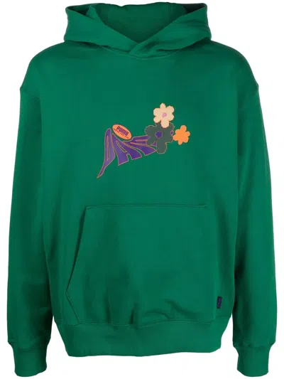 Puma Logo-print Cotton Hoodie In Green