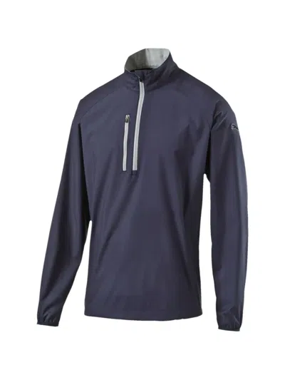 Puma Logo-print Long-sleeve Wind Jacket In Blue