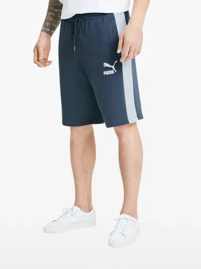 Puma Logo-print Track Shorts In Blue