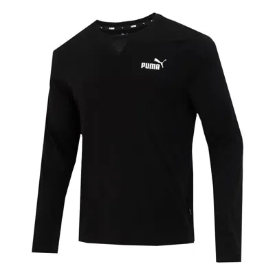 Puma Logo Print Training Sports Breathable Round Neck Long Sleeve T Shirt Men S Black