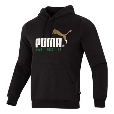 Puma Logo Printed Casual Hoodie 'black White'