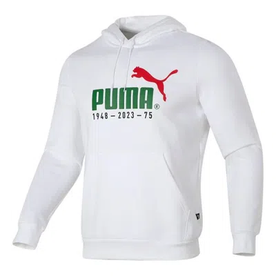 Puma Logo Printed Casual Hoodie 'white Green Red'