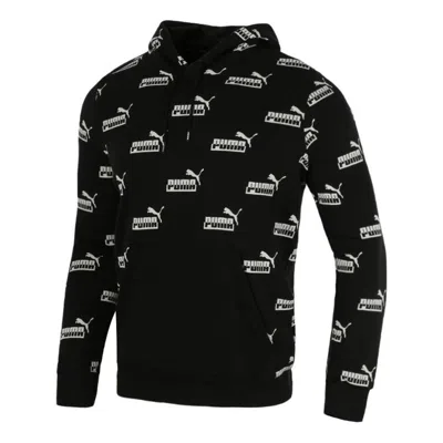 Puma Logo Printed Casual Sports Hooded Sweater Men's Black