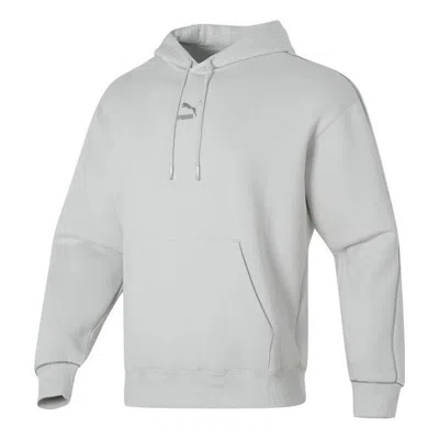 Puma Logo Printed Hoodie 'grey' In White
