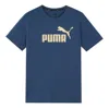 Puma Logo Printed Short Sleeve Tee Blue In Blue