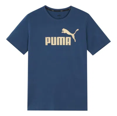 Puma Logo Printed Short Sleeve Tee Blue