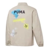 Puma Logo Printing Loose Woven Lapel Jacket In Neutral