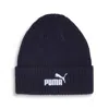 Puma Logo Ribbed Cuff Beanie Hat In Blue
