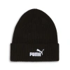 Puma Logo Ribbed Cuff Beanie Hat In Black