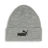 Puma Logo Ribbed Cuff Beanie Hat In Grey/grey
