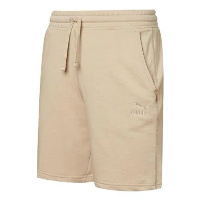 Puma Logo Shorts 'beige' In Gray