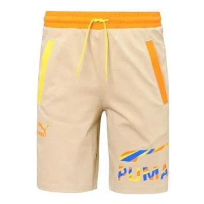 Puma Logo Sporty Shorts 'tan' In Neutral