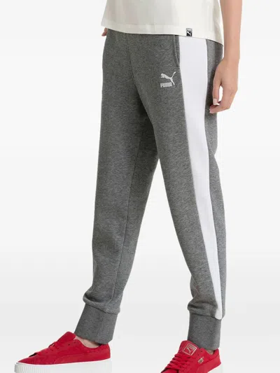 Puma Logo Stripe Track Trousers In Gray