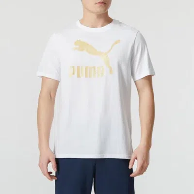 Puma 彪马 大logo 日常简约舒适 中性短袖t恤 In White