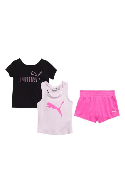 Puma Babies' Logo T-shirt, Tank & Shorts Set In Black